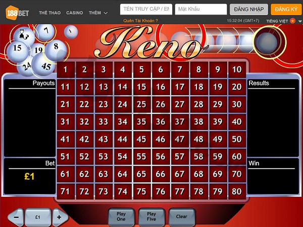 Xổ số Keno 188BET – Trò chơi có thưởng được giới văn phòng yêu thích lựa chọn